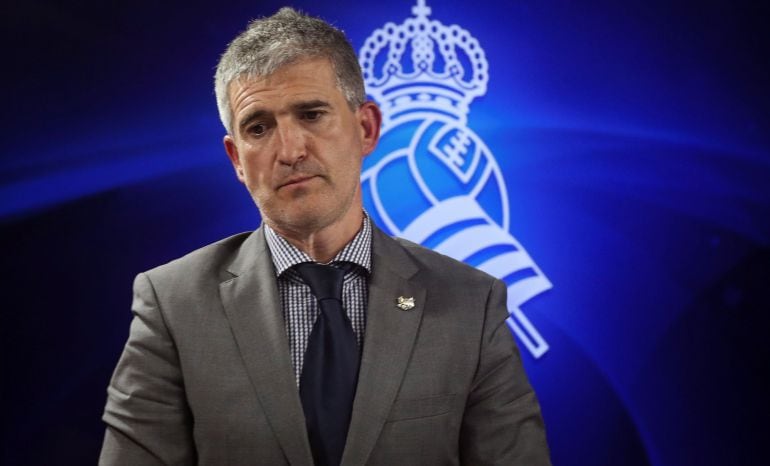 Roberto Olabe, en su presentación como director de fútbol de la Real