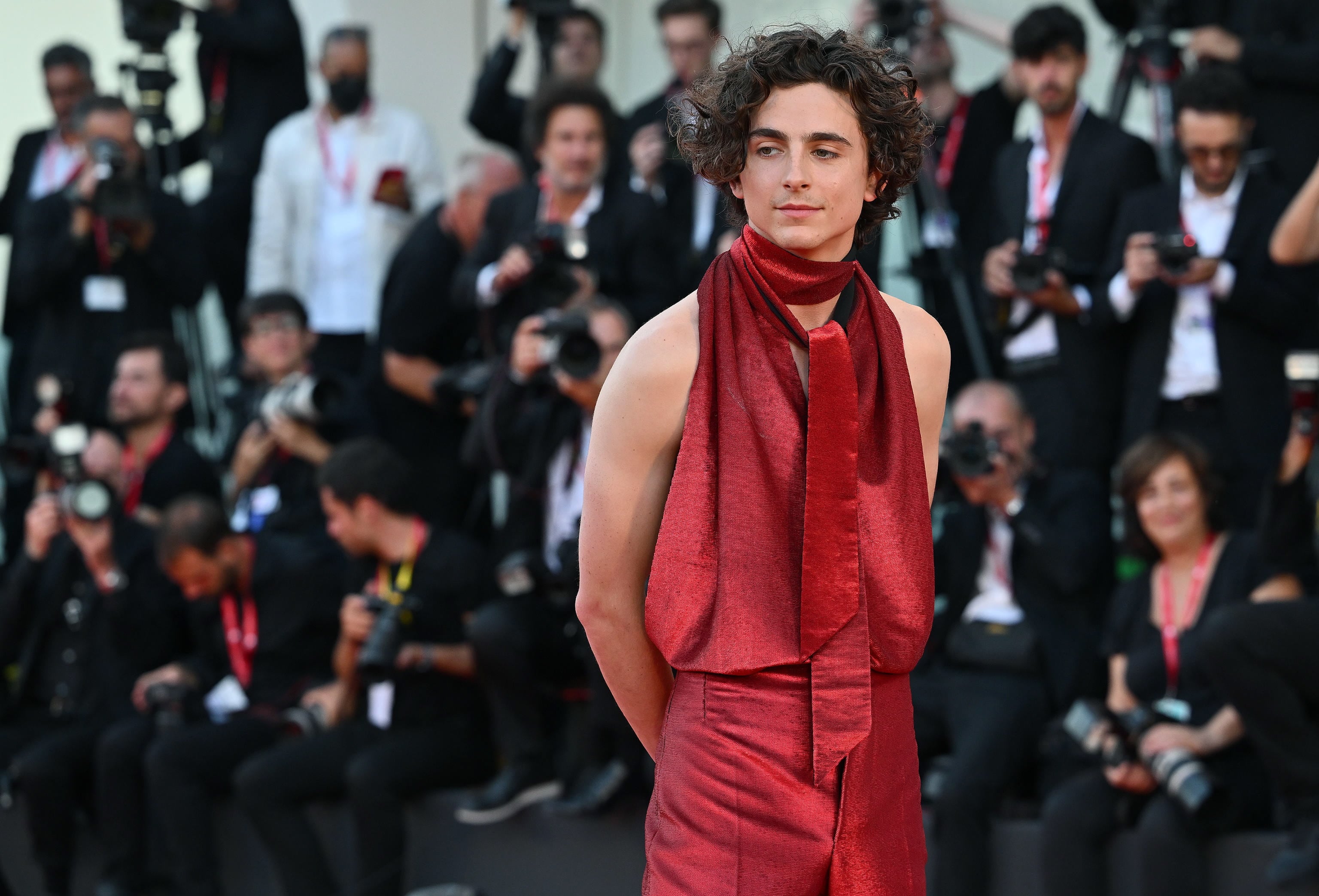 El actor Timothee Chalamet en la premiere de su película en Venecia