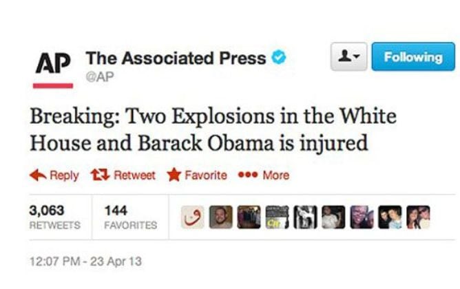 El falso tweet de AP que anunciaba el atentado contra la Casa Blanca