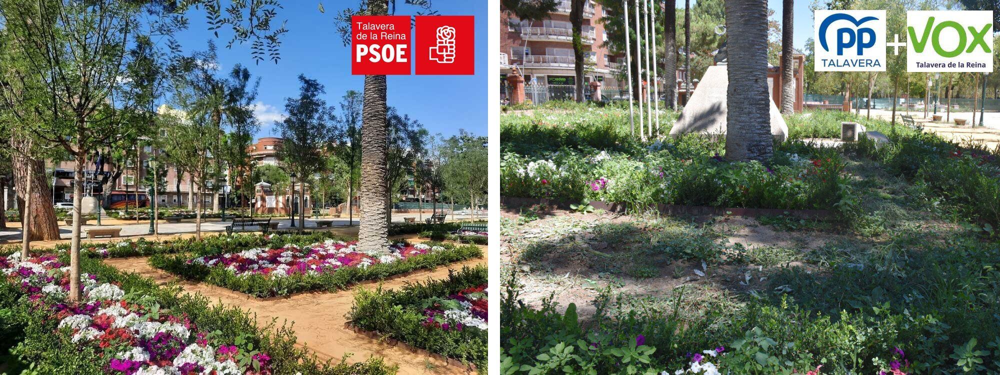 Los socialistas de Talavera remiten a la comparación de estas dos imágenes/ @PSOE_talavera