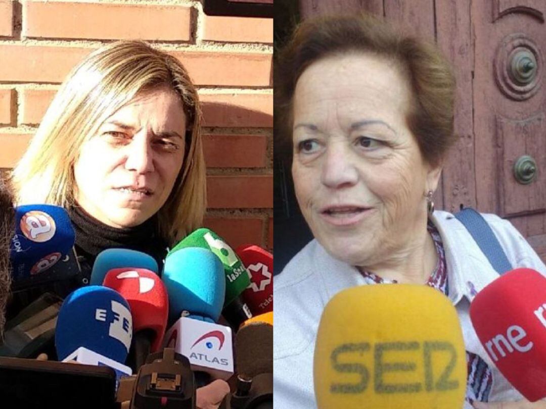 A la izquierda, Olga Navarro, abogada de los exfutbolistas, y a la derecha Concha Baena, presidenta de Antígona