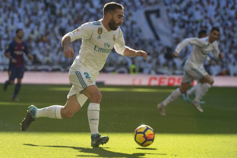 Dani Carvajal, en el último Clásico del Bernabéu.