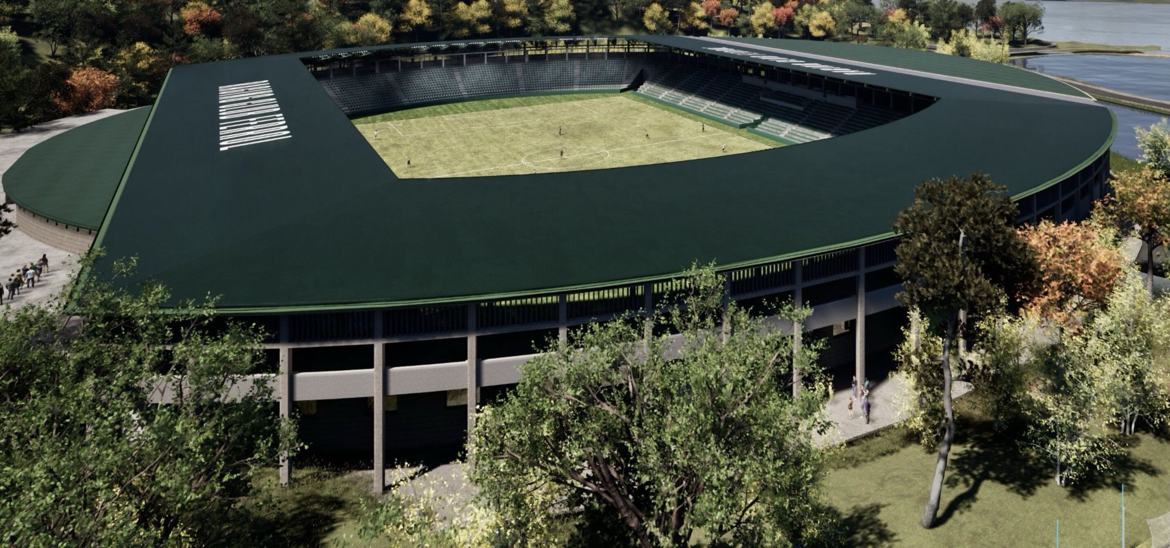 Imagen de la recreación de la nueva cubierta del estadio de A Malata facilitada por el Concello de Ferrol