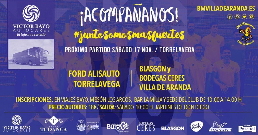 Cartel del viaje organizado por el club amarillo a Torrelavega.