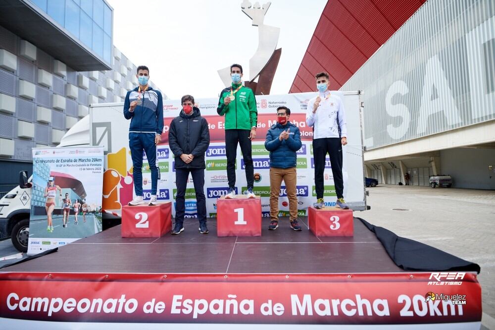 Podio de la prueba de 20 kilómetros en una imagen de la Federación Española de Atletismo