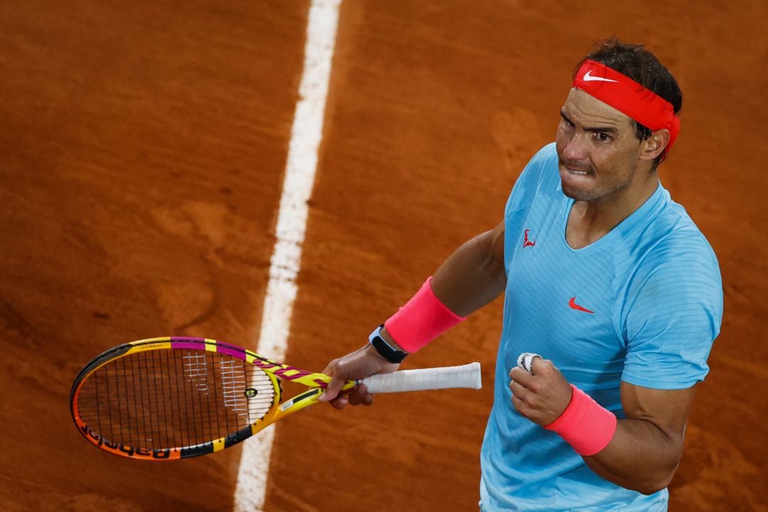 Rafa Nadal celebra un punto en la final de Roland Garros 2020