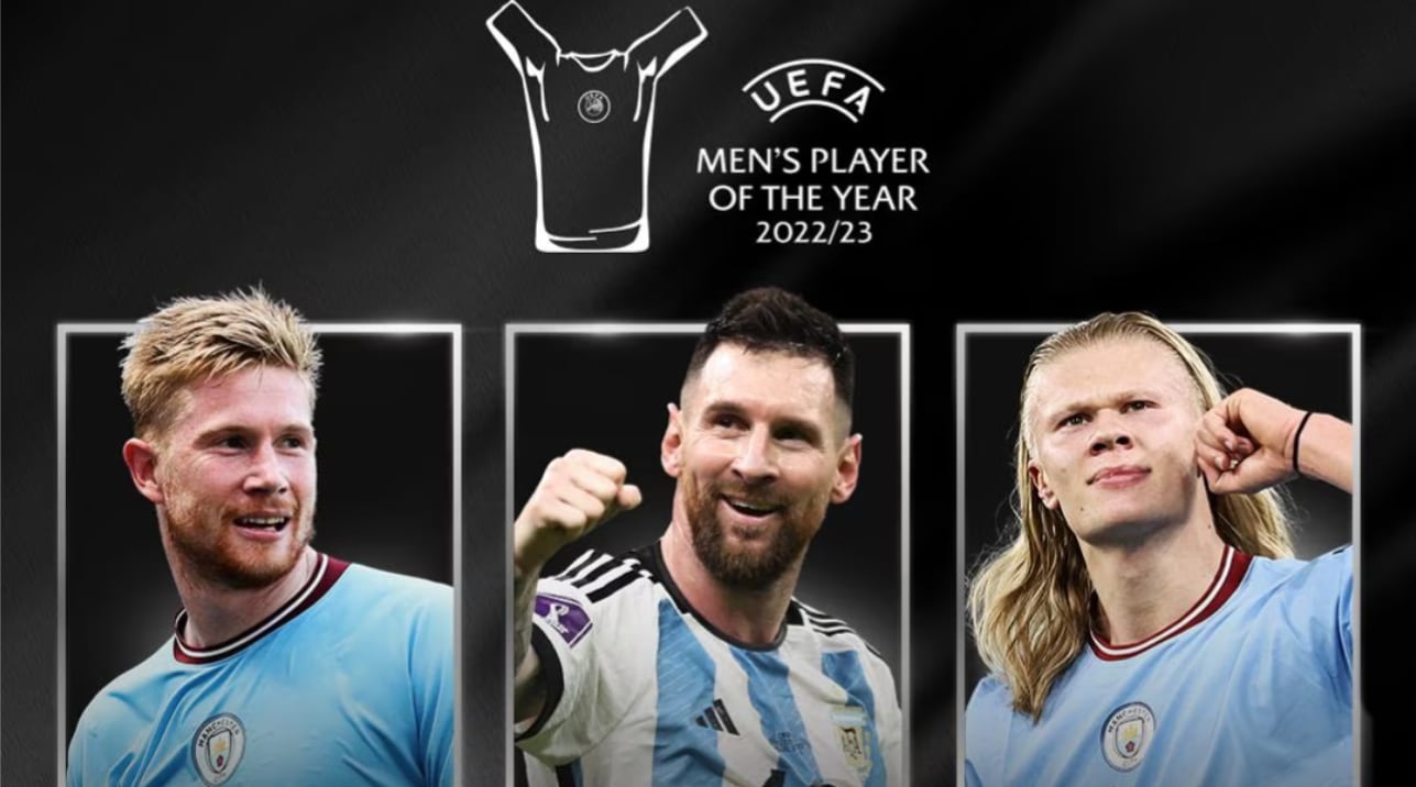 Messi, De Bruyne y Haaland, candidatos a jugador de la temporada 22/23 de la UEFA