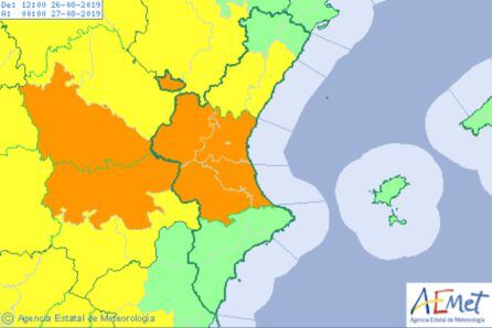 Avisos activos por tormentas y fuertes lluvias en la Comunitat Valenciana a partir de las seis de la tarde de este lunes