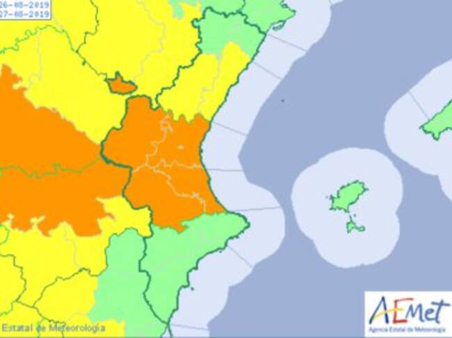 Avisos activos por tormentas y fuertes lluvias en la Comunitat Valenciana a partir de las seis de la tarde de este lunes