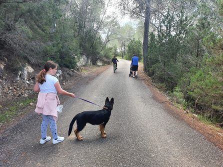 Dos menores dando un paseo con un adulto