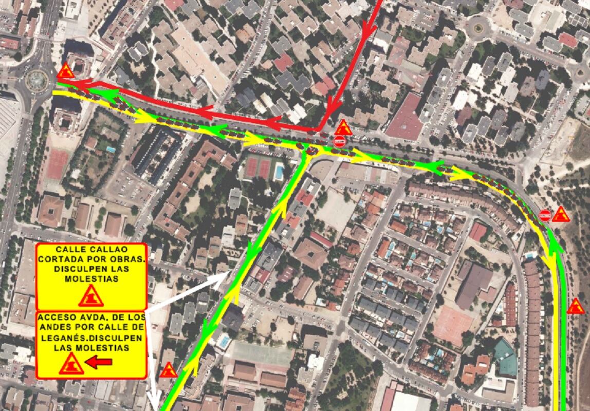 Disposición del tráfico enviada por el Ayuntamiento de Fuenlabrada