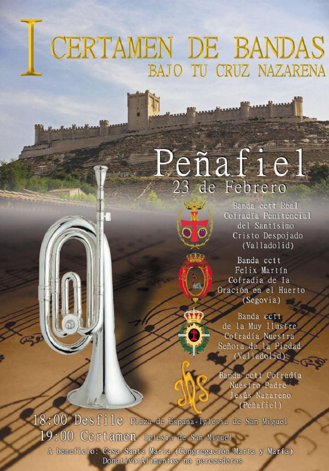 Cartel del I Certamen de Bandas "Bajo Tu Cruz Nazarena"