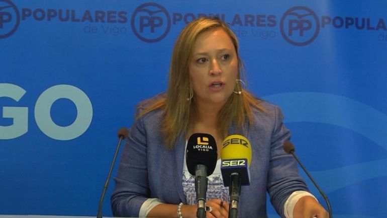 Elena Muñoz en las declaraciones de esta mañana. 