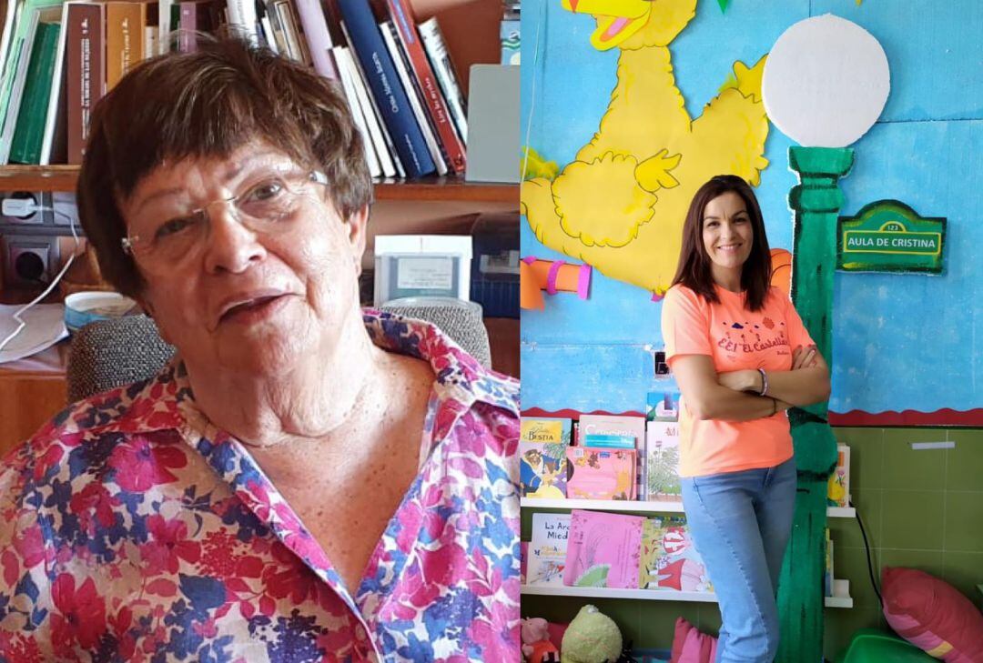 Rosa María Iglesias, catedrática de la UMU, y Cristina Lorenzo, maestra en la Escuela Infantil Castellar (Bullas)