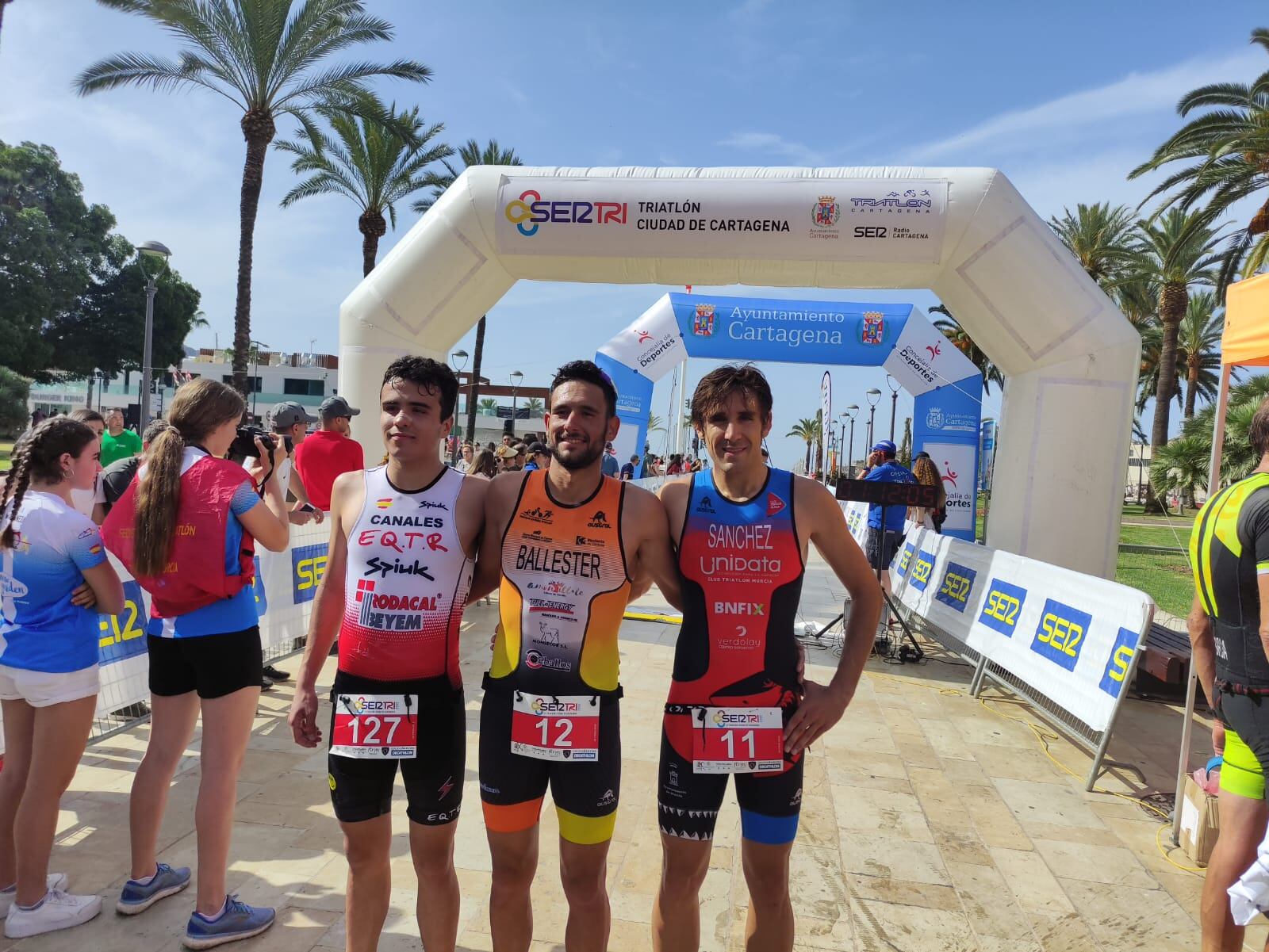 Los tres ganadores de la categoría absoluta masculina, Eloy Rojales, Bienvenido Ballester y Julio Sánchez