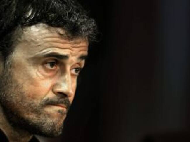 El entrenador del FC Barcelona, Luis Enrique Martínez, durante una rueda de prensa.
