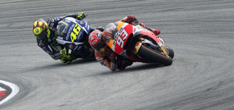 Márquez y Rossi, en el último GP de Malasia.