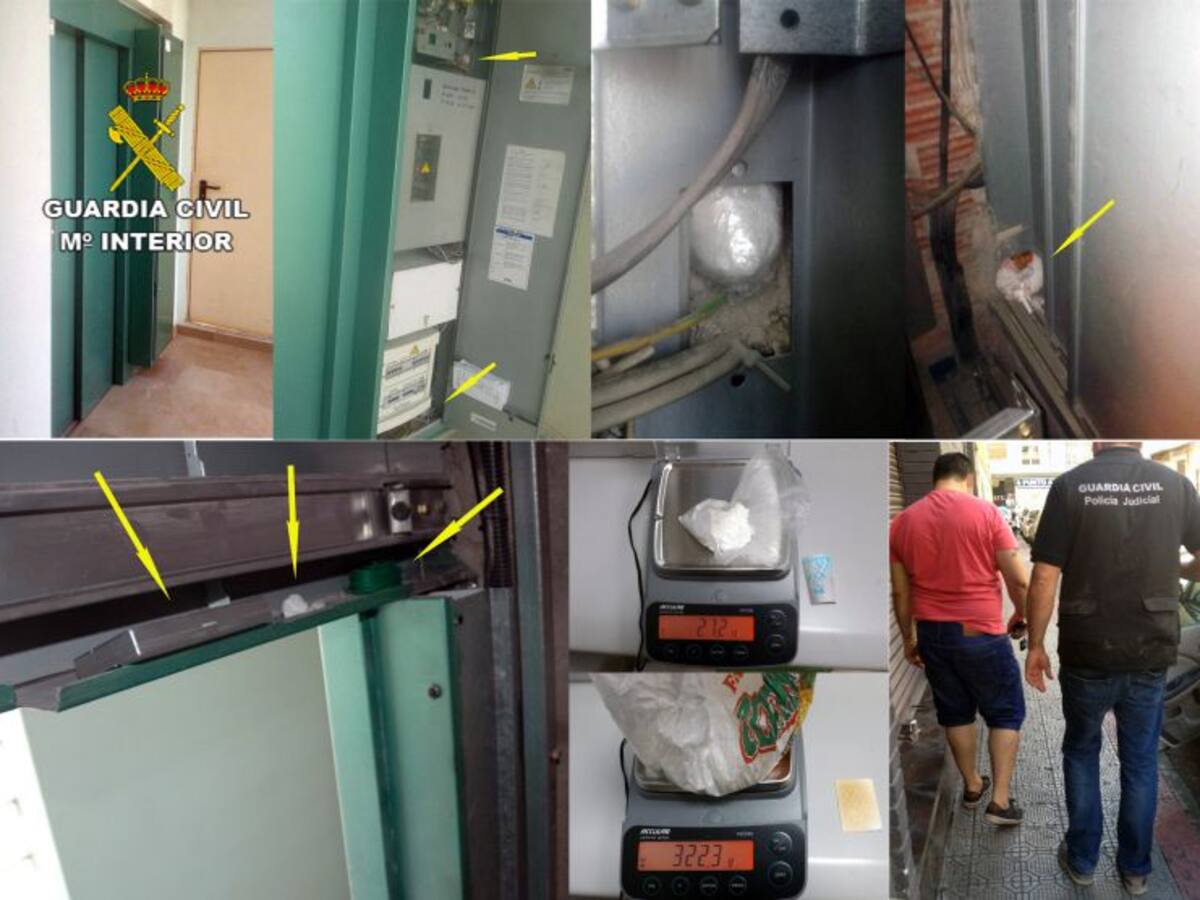 Escondía la droga en el hueco del ascensor