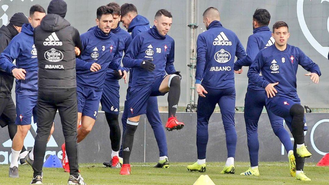 Frab Beltrán junto a Aspas en un entrenamiento