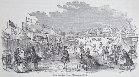 Feria del hielo sobre el río Támesis cuando se congeló en 1716
