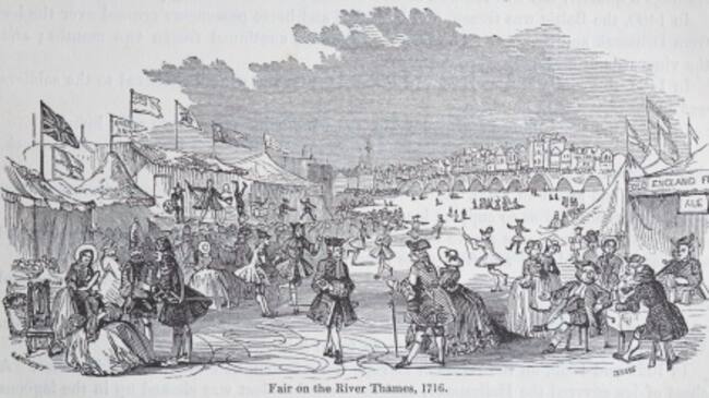 Feria del hielo sobre el río Támesis cuando se congeló en 1716