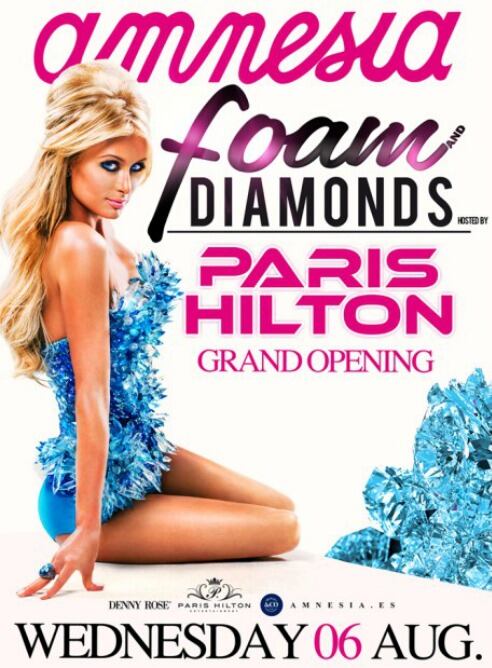 Cartel de la fiesta del 6 de agosto en la que Paris Hilton será DJ