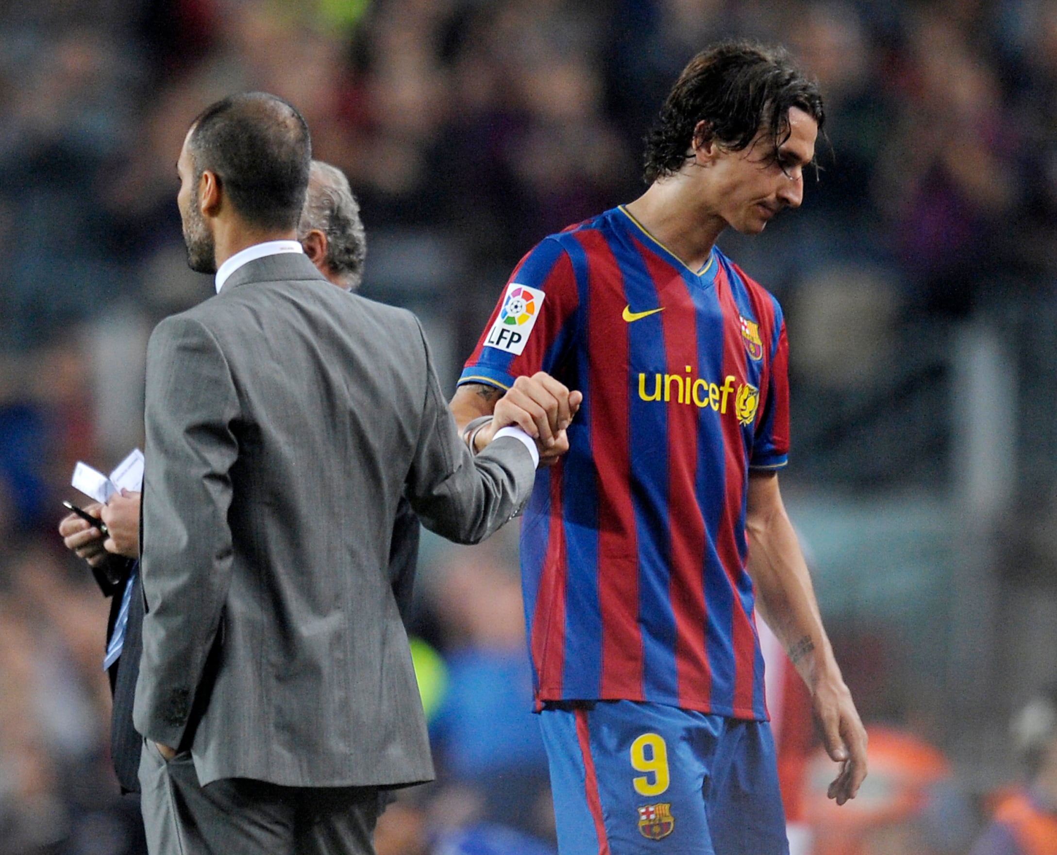 Guardiola e Ibrahimovic en el Barça, en 2009.