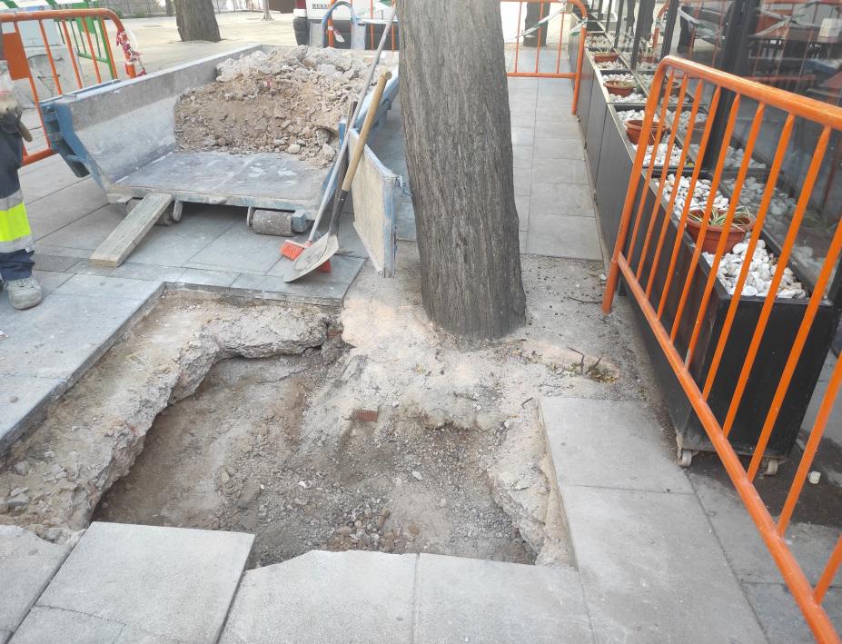 Trabajos en la Plaza de Cervantes de Ciudad Real