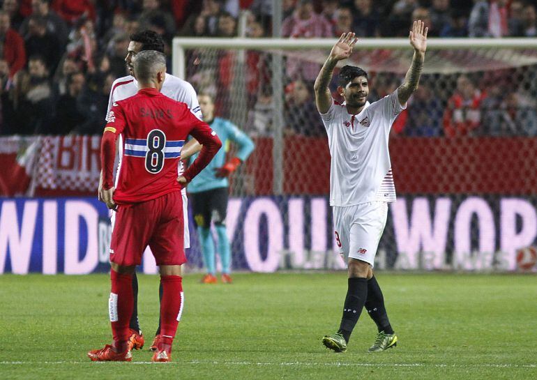 Banega celebra su gol ante el Espanyol