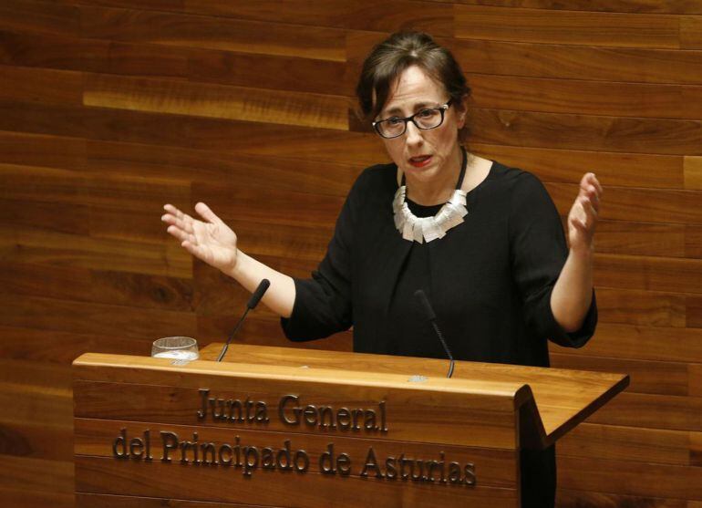 La consejera de Infraestructuras y Medio Ambiente, Belén Fernández, en la Junta General del Principado. 