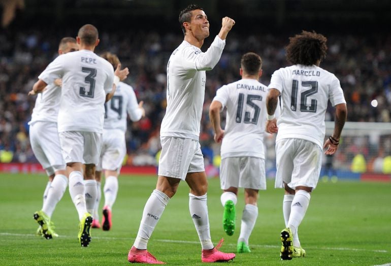 Cristiano Ronaldo celebra un gol ante el Shakhtar Donetsk.