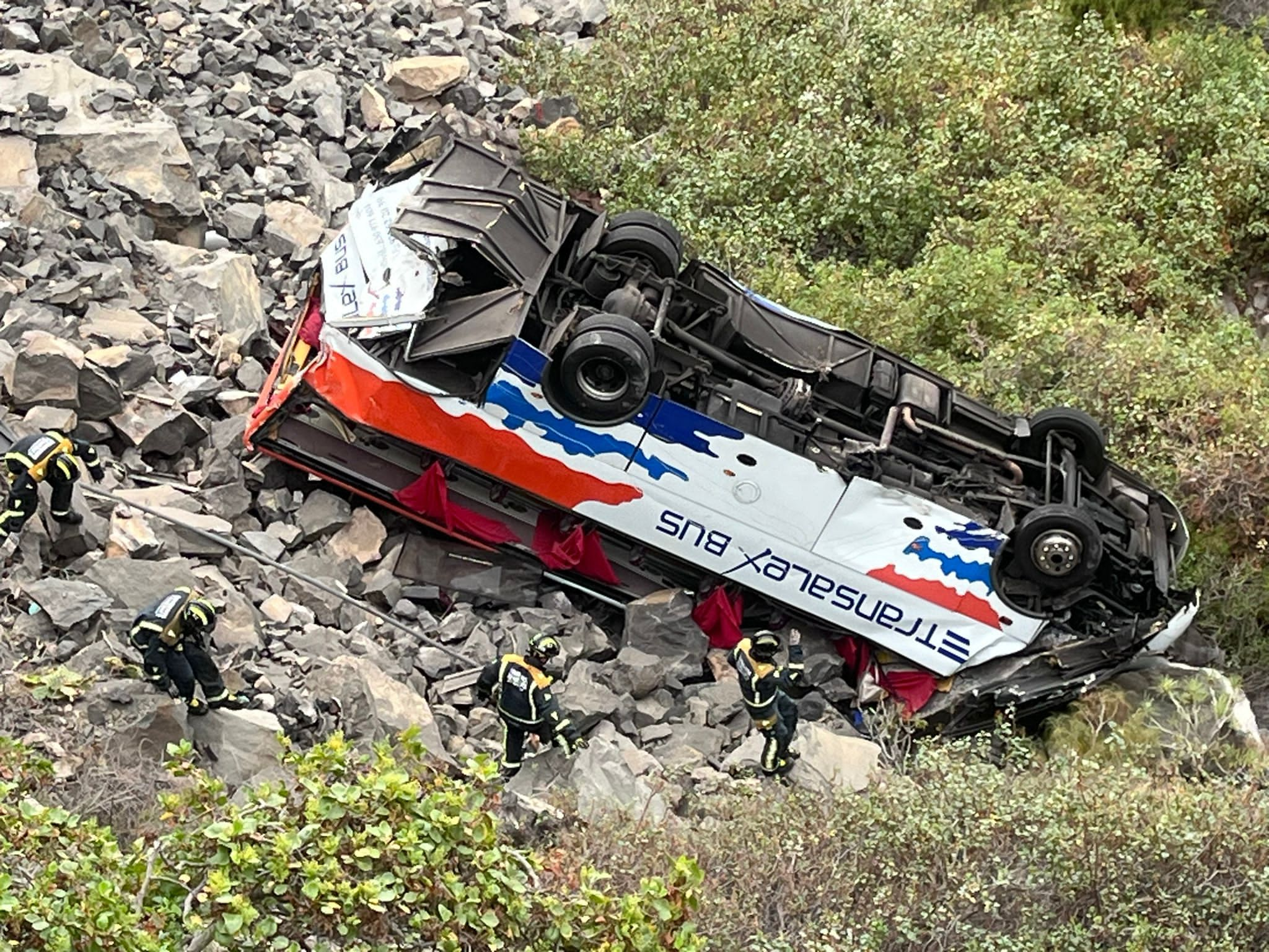 Accidente de una guagua en Adeje