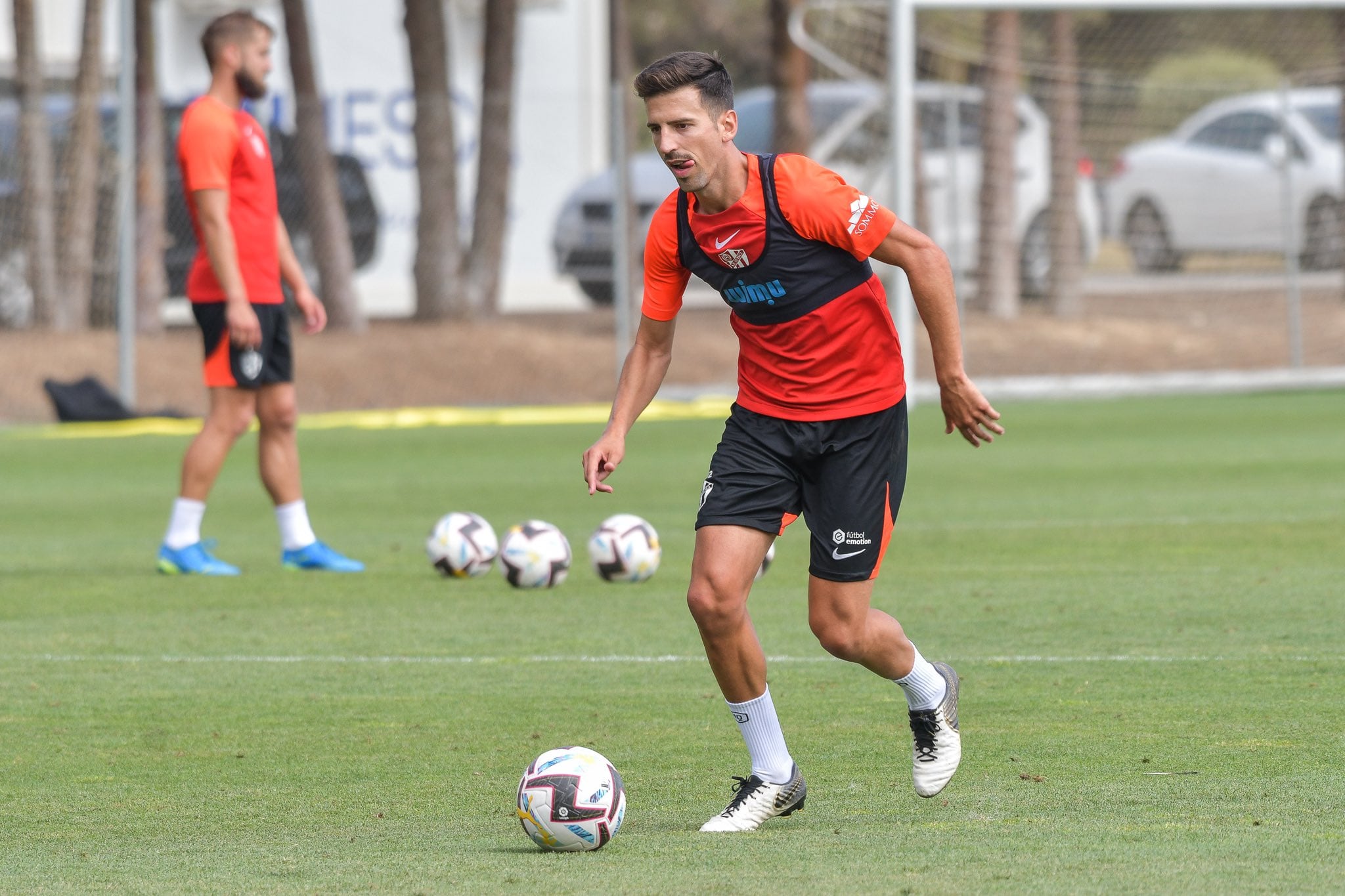 Juan Carlos Real durante un entrenamiento con la SD Huesca