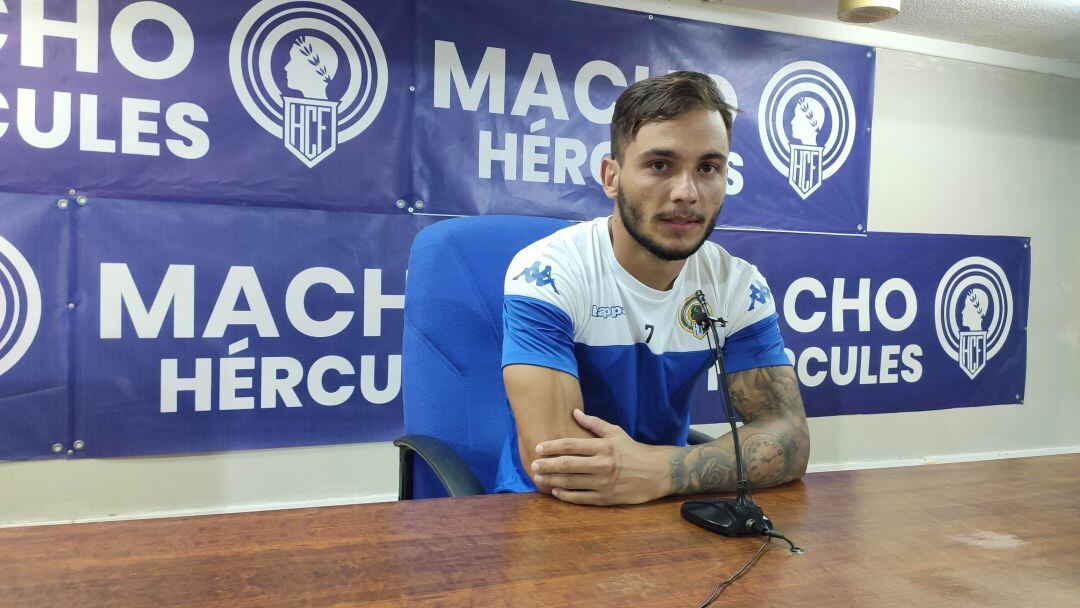 Borja Martínez, en la sala de prensa del Rico Pérez