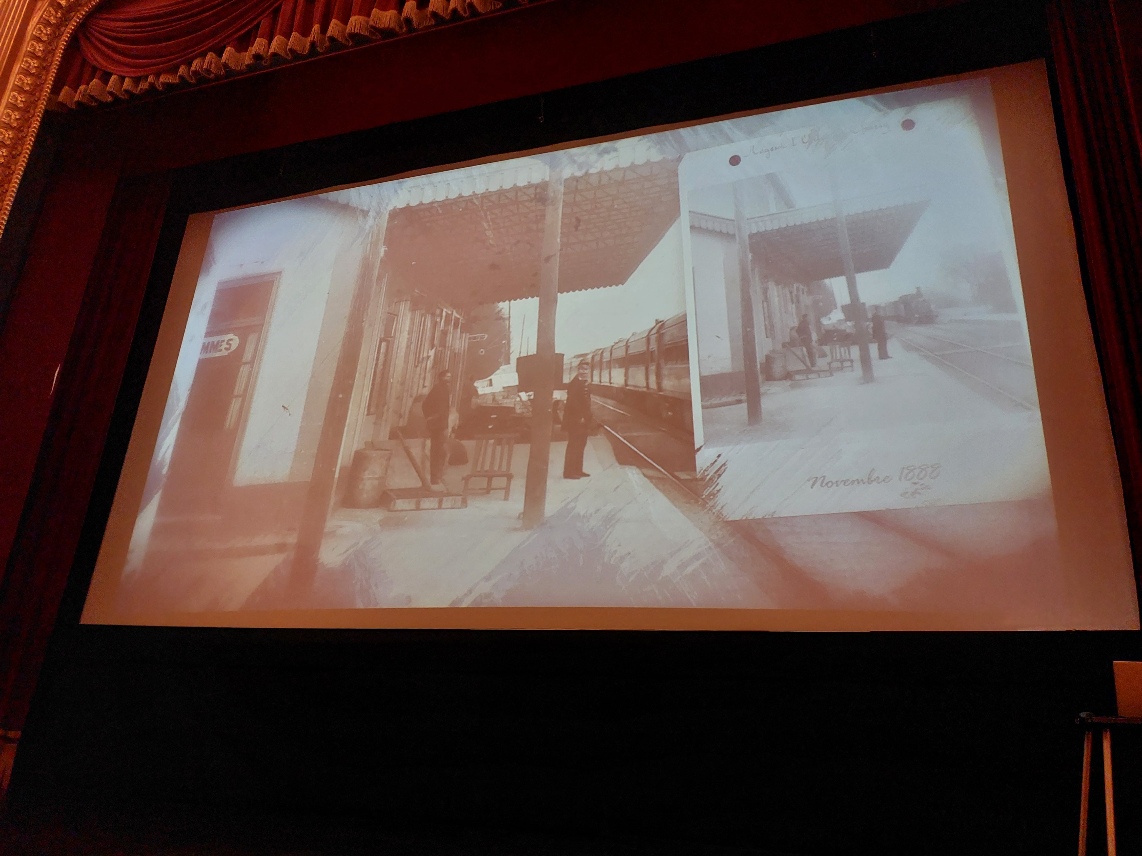 Proyección de San Úrbez de Peña Guara sobre Lucien Briet en el Teatro Olimpia