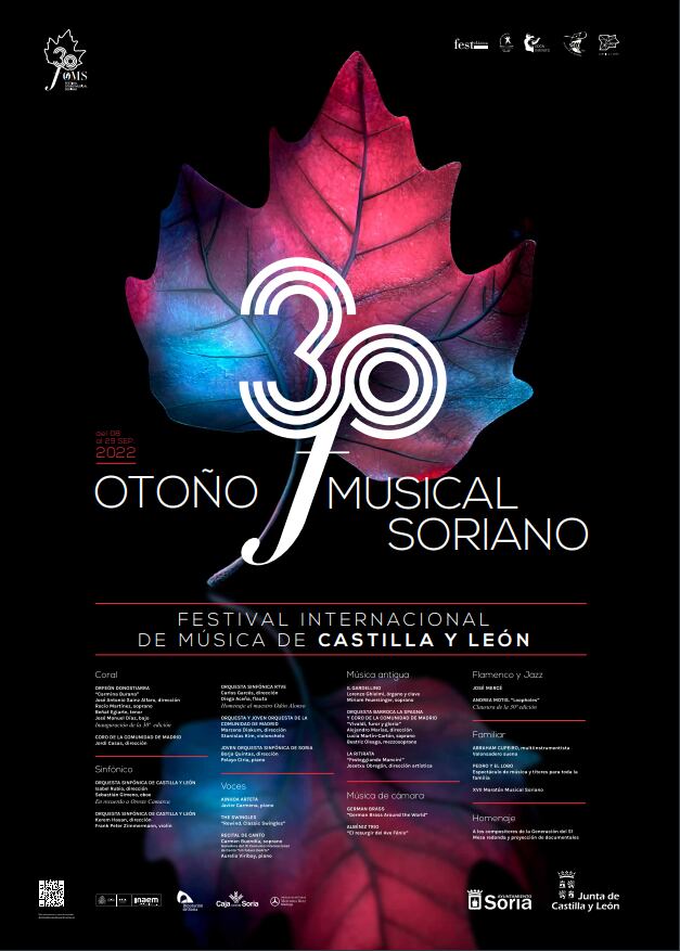 Cartel del Otoño Musical Soriano 2022 en su trigésima edición.