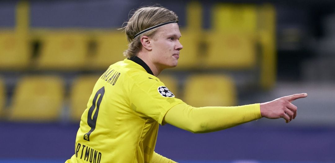 Erling Haaland celebra un gol con el Borussia Dortmund