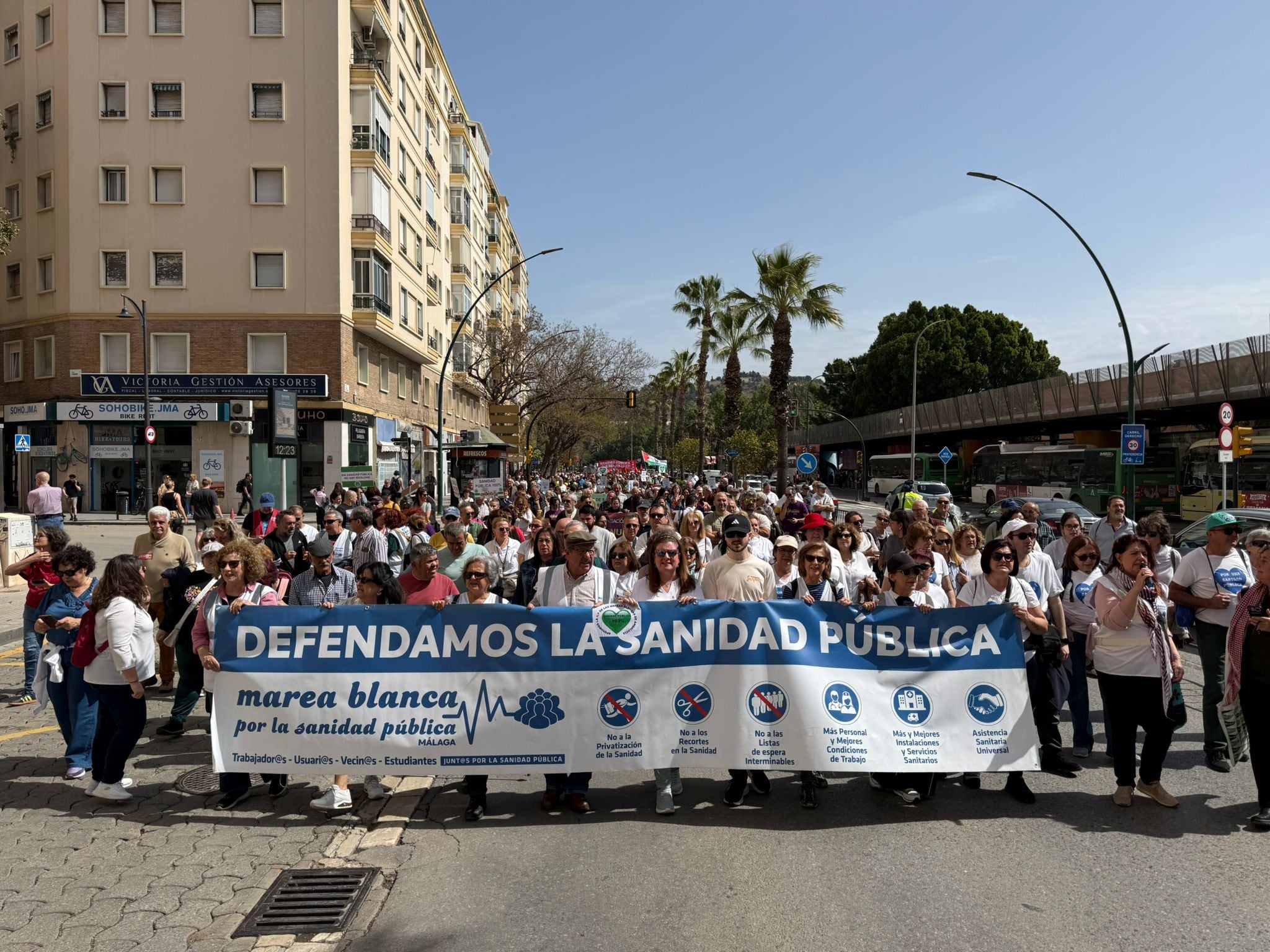 Un momento de la protesta en Málaga este domingo