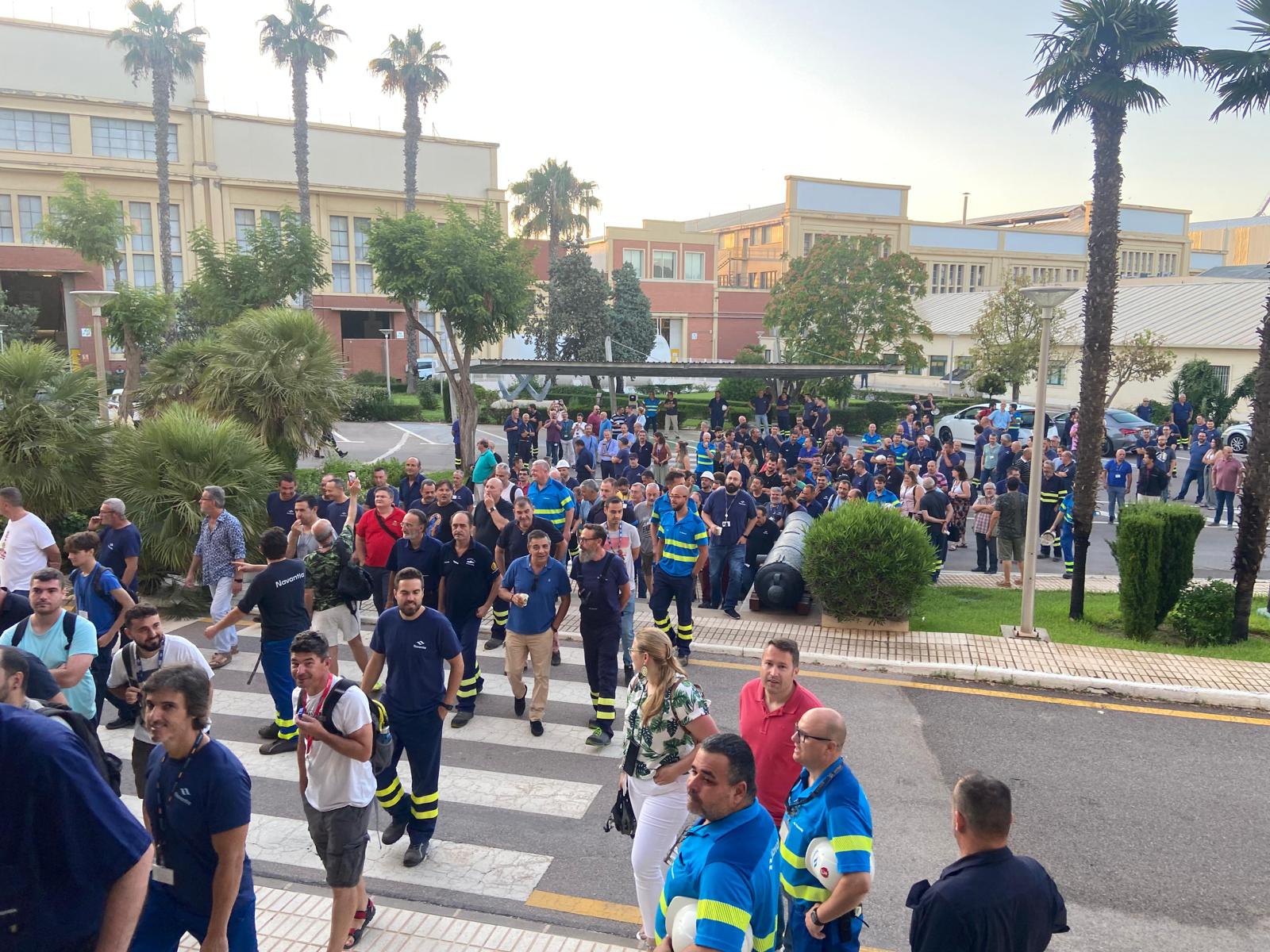 Protestas de trabajadores en el astillero de Navantia en Cartagena