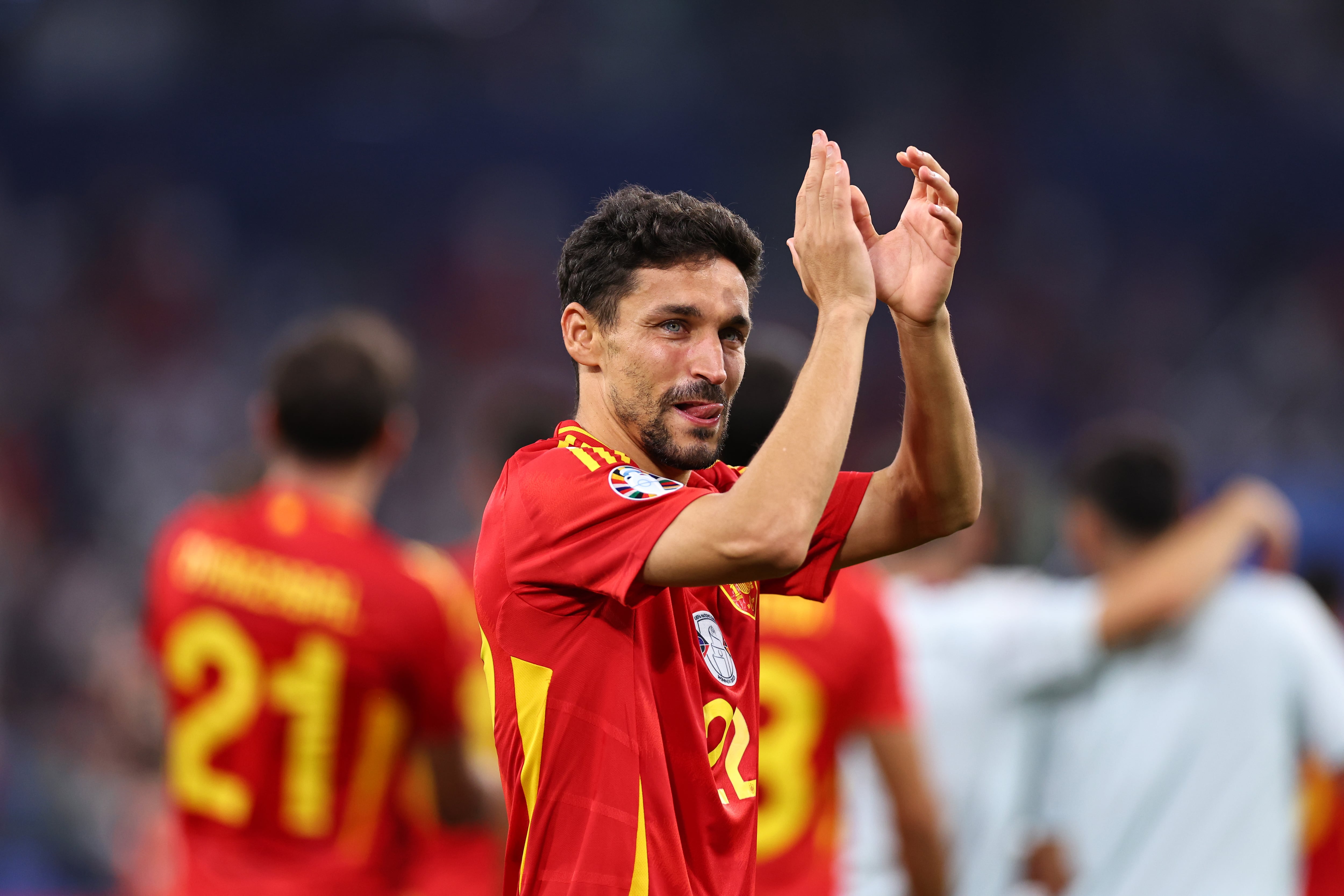 Jesús Navas, emocionado, después de la clasificación de la Selección para la final de la Eurocopa