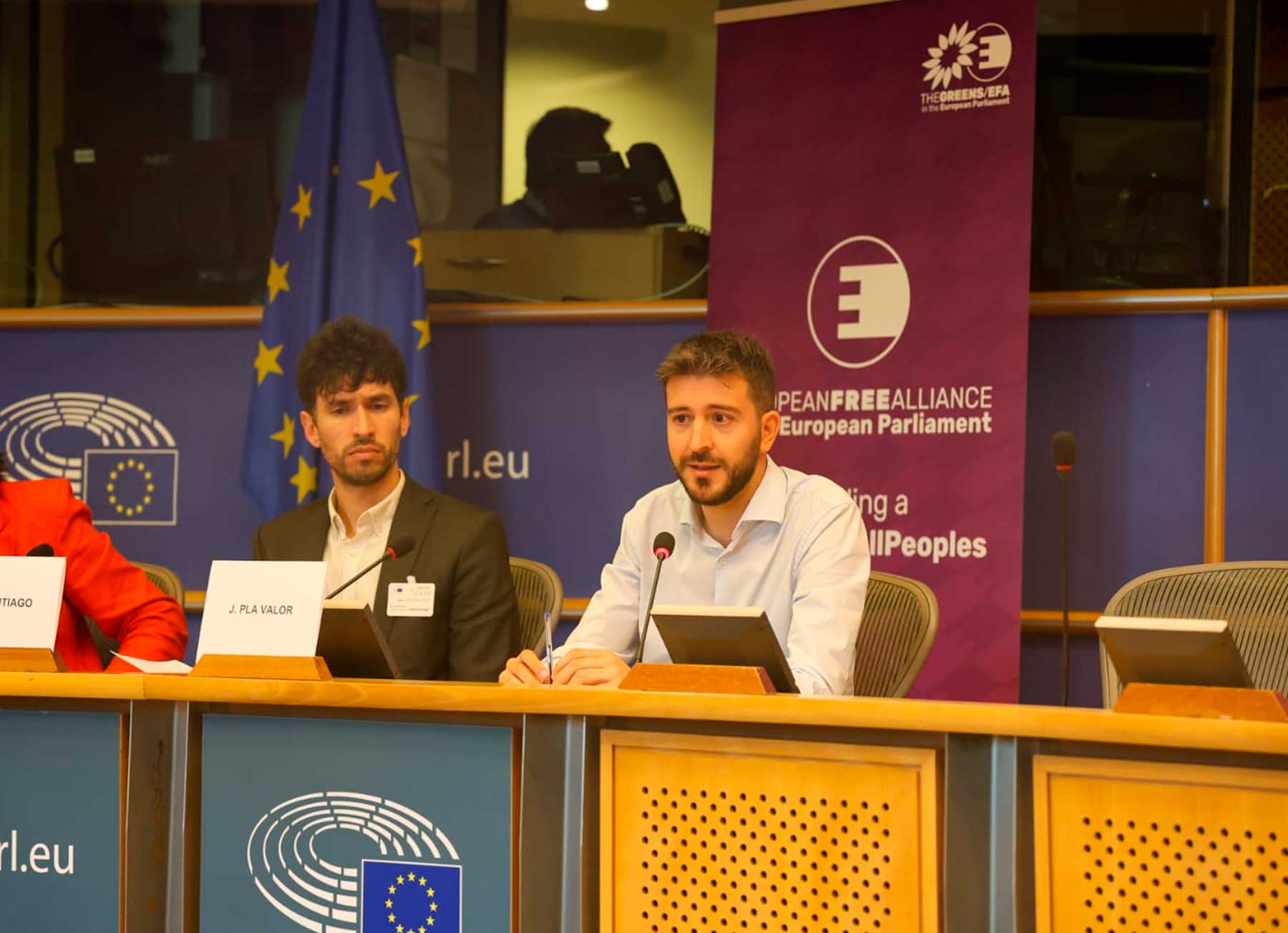 Jordi Pla, durant la seua intervenció al Parlament Europeu