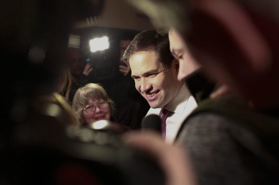 El candidato republicano a la presidencia de Estados Unidos, Marco Rubio, en el Meet & Greet en The Barley House en Concord, New Hampshire (Estados Unidos)