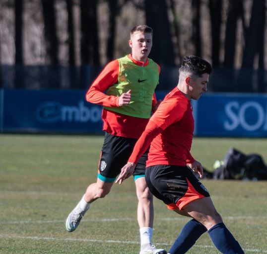 Juanjo Nieto y Diego Anzar en el entrenamiento de este lunes