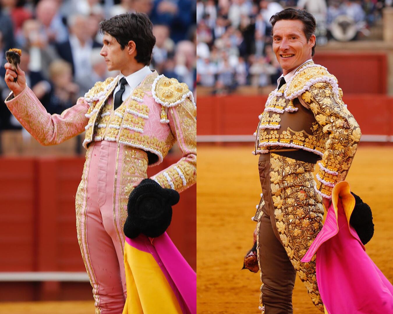 Castella, a la izquierda, y Diego Urdiales han cortado una oreja cada uno este jueves en Sevilla