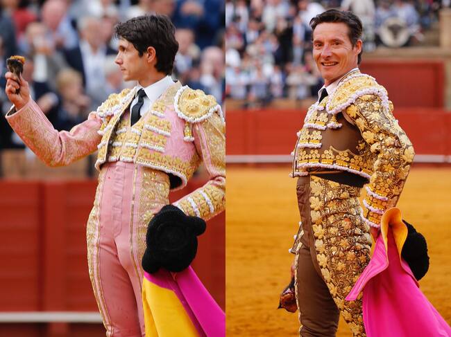 Castella, a la izquierda, y Diego Urdiales han cortado una oreja cada uno este jueves en Sevilla