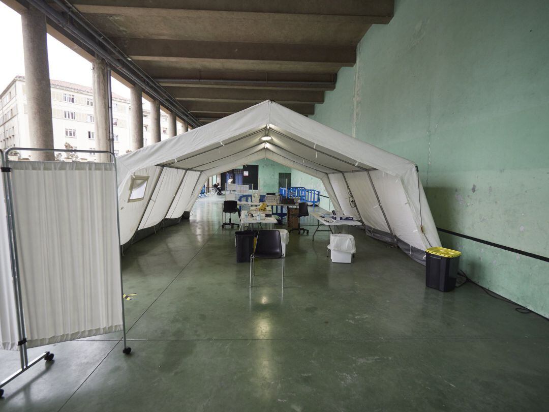 Lugar de vacunación en el antiguo colegio de Maristas de Pamplona.