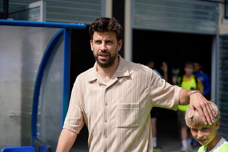 Piqué, en el partit d'anada de la final d'ascens