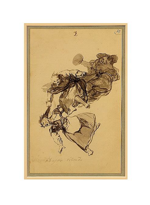 El dibujo de Goya, 'Bajan riñendo'.