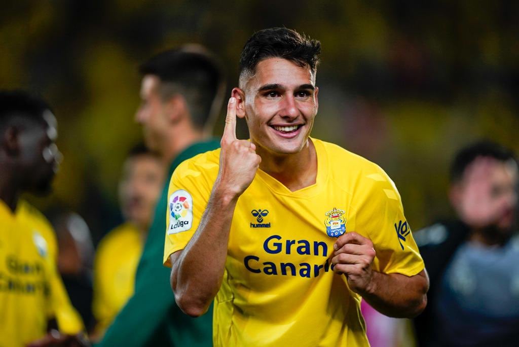 Sergi Cardona, celebrant l&#039;ascens amb Las Palmas.