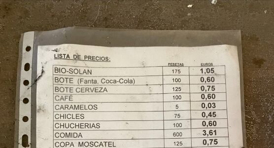 Precios de un bar en 2001 / X